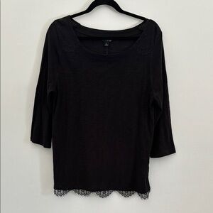 Lucky Brand Black Top with Lace Details